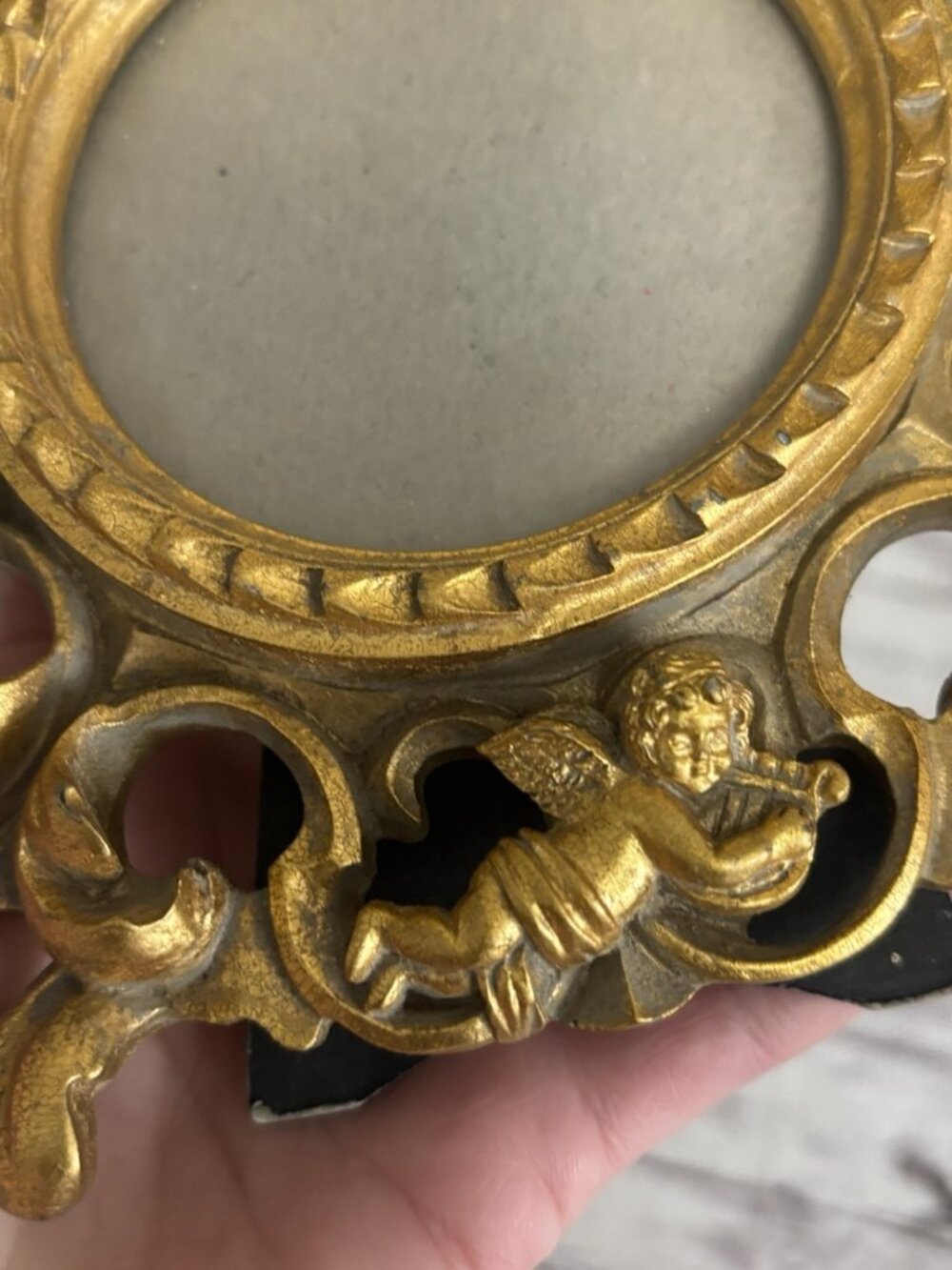 Vintage Ornate Gilt Wood Desk Frame With Cherubs And Florals Stand MCM - Picture 5 of 10